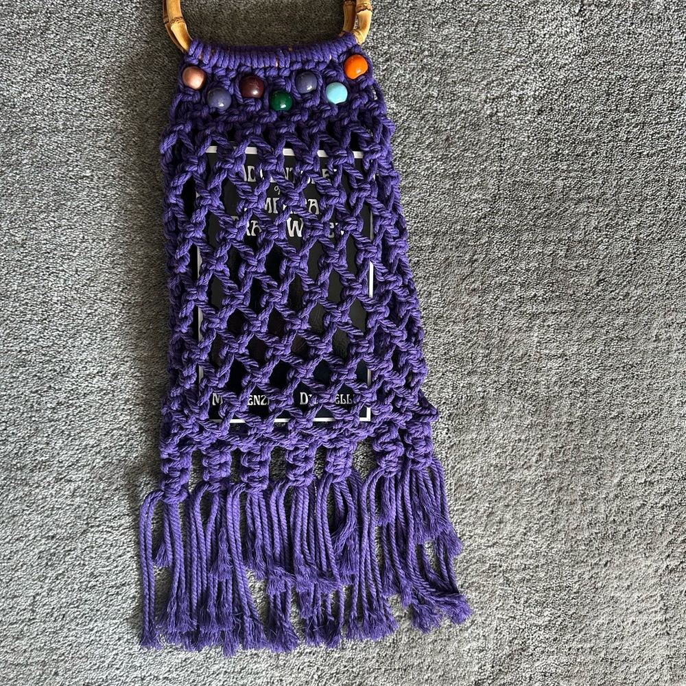 Purple Macrame Handbag with Wooden Handle NEW